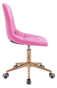 LuxuryForm Židle SAMSON VELUR na zlaté podstavě s kolečky - růžová