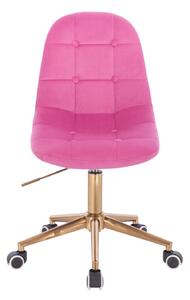 LuxuryForm Židle SAMSON VELUR na zlaté podstavě s kolečky - růžová
