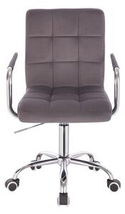 LuxuryForm Židle VERONA VELUR na stříbrné podstavě s kolečky - tmavě šedá