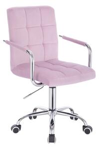 Židle VERONA VELUR na stříbrné podstavě s kolečky - fialový vřes