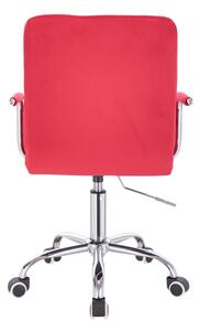 LuxuryForm Židle VERONA VELUR na stříbrné podstavě s kolečky - červená