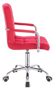 LuxuryForm Židle VERONA VELUR na stříbrné podstavě s kolečky - červená