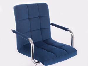 LuxuryForm Barová židle VERONA VELUR na stříbrném talíři - modrá