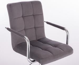 LuxuryForm Barová židle VERONA VELUR na stříbrném talíři - tmavě šedá