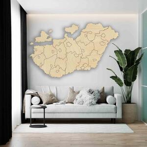 Dřevěná nástěnná mapa Maďarska - 40 kusů | SENTOP M005