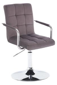 LuxuryForm Židle VERONA VELUR na stříbrném talíři - tmavě šedá