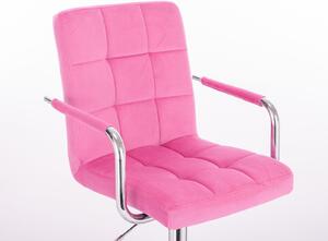 Barová židle VERONA VELUR na stříbrném talíři - růžová