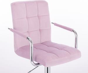 LuxuryForm Barová židle VERONA VELUR na černé základně - fialový vřes