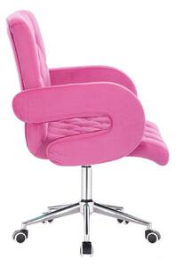 Židle BOSTON VELUR na stříbrné podstavě s kolečky - růžová