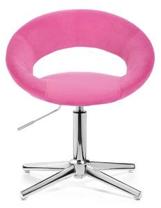 LuxuryForm Židle NAPOLI VELUR na stříbrném kříži - růžová