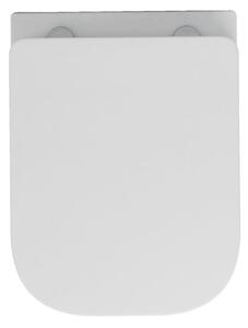 Invena Paros, závěsná WC mísa Rimless 465x350x360 mm + SLIM toaletní sedátko s pomalým zavíráním, bílá lesklá, INV-CE-90-001-W