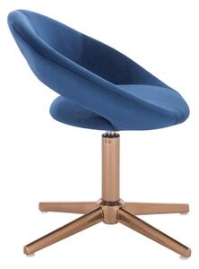 LuxuryForm Židle NAPOLI VELUR na zlatém kříži - modrá