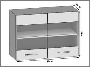 Kuchyňská skříňka Belini horní 80 cm šedý antracit Glamour Wood TOR SGW80/2/WT/GW1/0/E