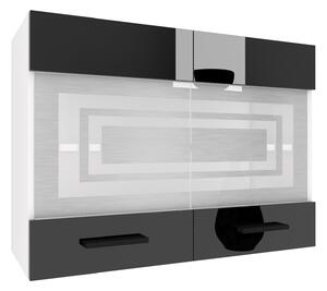 Kuchyňská skříňka Belini horní 80 cm černý lesk INF SGW80/2/WT/B/0/B1