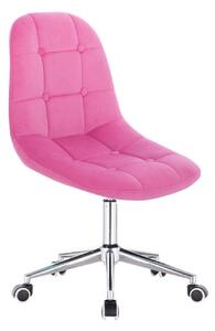 Židle SAMSON VELUR na stříbrné základně s kolečky - růžová
