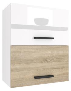 Kuchyňská skříňka Belini horní 60 cm bílý lesk / dub sonoma INF SGP2-60/1/WT/WDS/0/B1