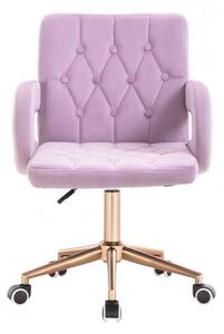 LuxuryForm Židle BOSTON VELUR na zlaté základně s kolečky - fialový vřes