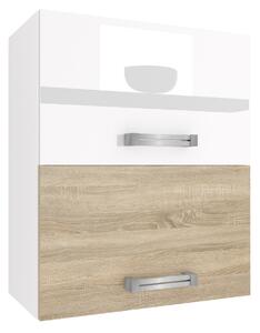 Kuchyňská skříňka Belini horní 60 cm bílý lesk / dub sonoma INF SGP2-60/1/WT/WDS/0/D