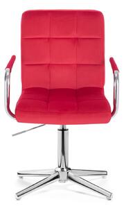 LuxuryForm Židle VERONA VELUR na stříbrném kříži - červená