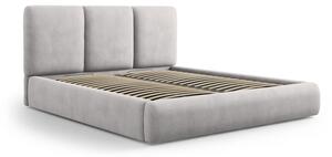 Světle šedá čalouněná dvoulůžková postel s úložným prostorem s roštem 140x200 cm Brody – Mazzini Beds