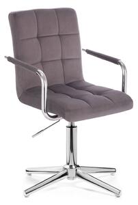 LuxuryForm Židle VERONA VELUR na stříbrném kříži - tmavě šedá