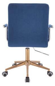 LuxuryForm Židle VERONA VELUR na zlaté podstavě s kolečky - modrá