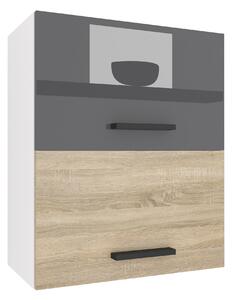 Kuchyňská skříňka Belini horní 60 cm šedý lesk / dub sonoma INF SGP2-60/1/WT/SDS/0/B1