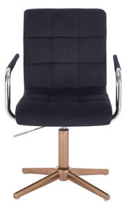 LuxuryForm Židle VERONA VELUR na zlatém kříži - černá
