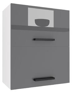 Kuchyňská skříňka Belini horní 60 cm černý lesk / šedý lesk INF SGP2-60/1/WT/S/0/B1