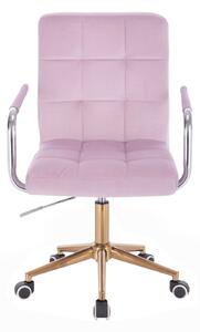 LuxuryForm Židle VERONA VELUR na zlaté podstavě s kolečky - fialový vřes