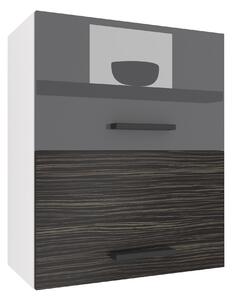 Kuchyňská skříňka Belini horní 60 cm šedý lesk / královský eben INF SGP2-60/1/WT/SHK/0/B1