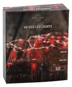 ŘETĚZ 40LED ČERVENÝ 2M 3XAA