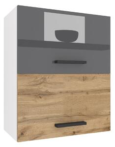 Kuchyňská skříňka Belini horní 60 cm šedý lesk / dub wotan INF SGP2-60/1/WT/SDW/0/B1