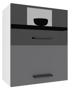 Kuchyňská skříňka Belini horní 60 cm černý lesk / šedý lesk INF SGP2-60/1/WT/BS/0/B1