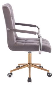 LuxuryForm Židle VERONA VELUR na zlaté podstavě s kolečky - tmavě šedá