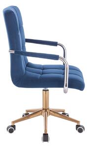 LuxuryForm Židle VERONA VELUR na zlaté podstavě s kolečky - modrá