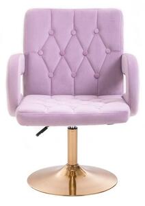 LuxuryForm Židle BOSTON VELUR na zlatém talíři - fialový vřes