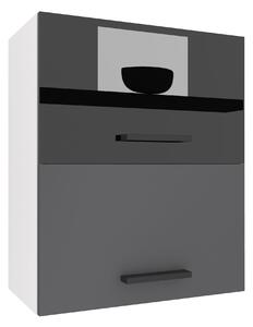 Kuchyňská skříňka Belini horní 60 cm černý lesk / šedý mat INF SGP2-60/1/WT/BSR/0/B1
