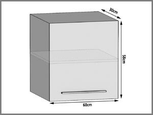 Kuchyňská skříňka Belini horní 60 cm šedý antracit Glamour Wood TOR SG60/1/WT/GW1/0/E