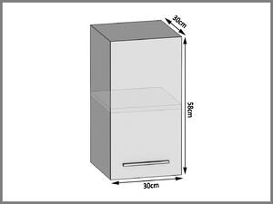 Kuchyňská skříňka Belini horní 30 cm šedý antracit Glamour Wood TOR SG30/1/WT/GW1/0/E