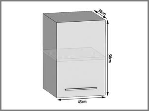 Kuchyňská skříňka Belini horní 45 cm šedý antracit Glamour Wood TOR SG45/1/WT/GW1/0/E