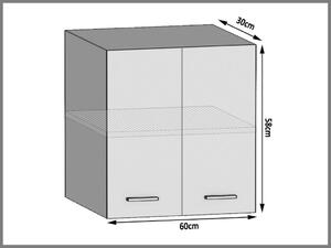 Kuchyňská skříňka Belini horní 60 cm šedý antracit Glamour Wood TOR SG2-60/3/WT/GW1/0/B1