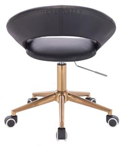 LuxuryForm Židle NAPOLI na zlaté podstavě s kolečky - černá