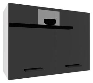 Kuchyňská skříňka Belini horní 80 cm černý lesk INF SG80/2/WT/B/0/B1