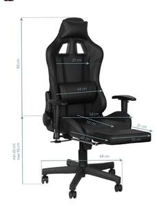 Herní židle Premium 557 s opěrkou nohou - černá