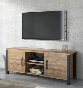 TV stolek Olin 41 s výklenky 147 cm - appenzeller fichte / černý mat