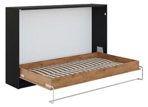 Horizontální sklápěcí postel Loft 120x200 s volitelnou skříní - Černý/Dub Lancelot