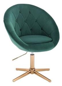 LuxuryForm DESIGN Křeslo VERA VELUR na zlatém kříži - zelené