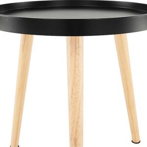 Černý příruční stolek SANSE TYP 2 s přírodními nohami