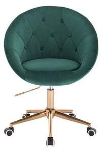 LuxuryForm DESIGN Křeslo VERA VELUR na zlaté podstavě s kolečky - zelené